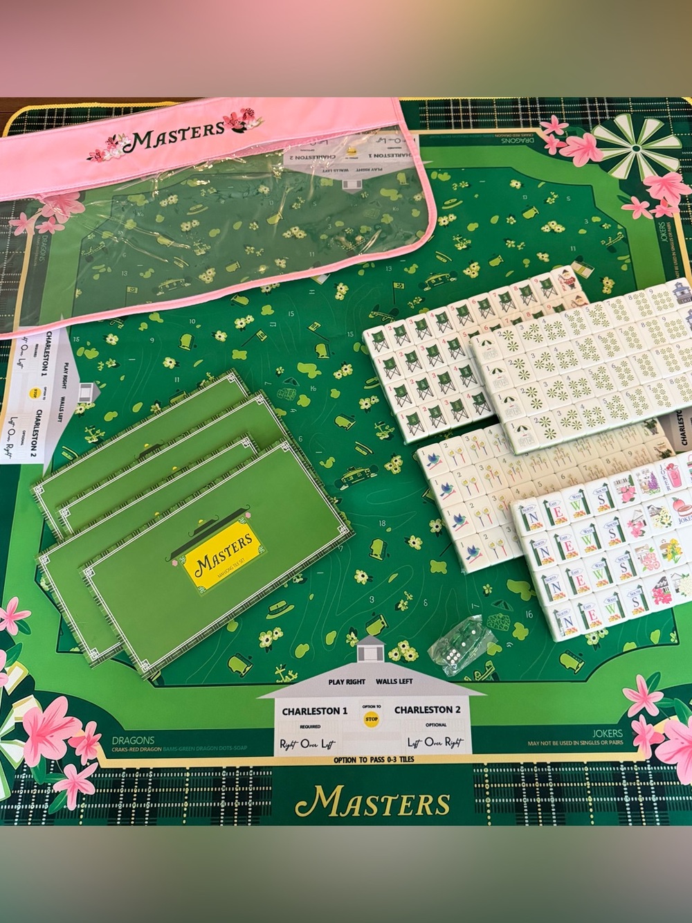 Mahjong Set with Mat, Tiles, cards and dice